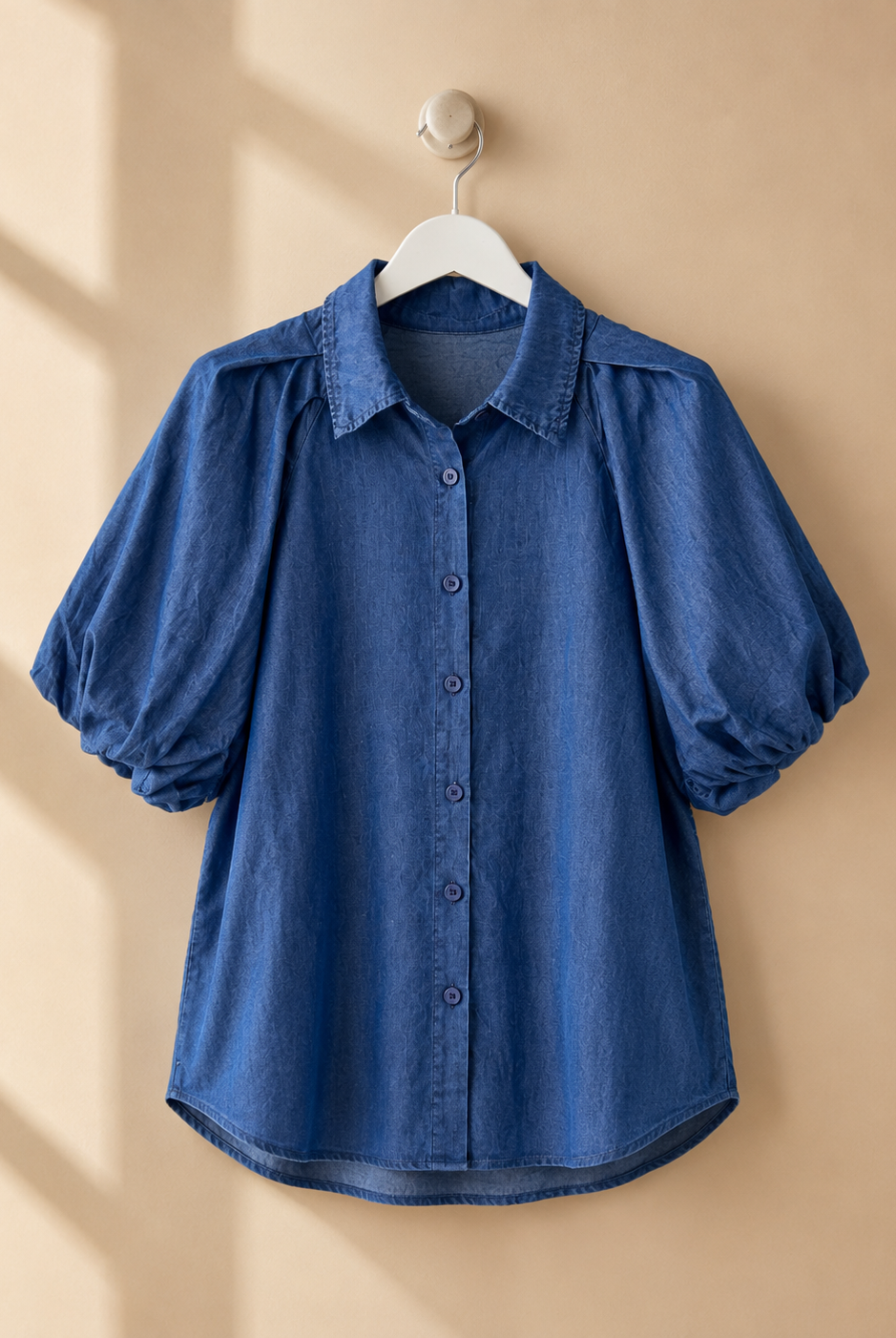 Blus Molly i denimlook mörkblå – Mirelle Design