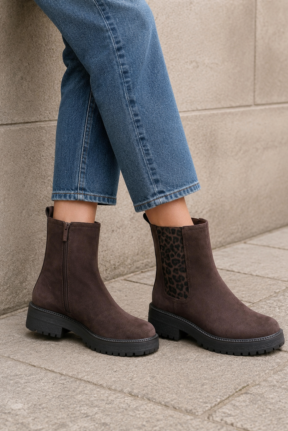 Chelsea boots Findlay i brunt med låg blockklack och grov sula