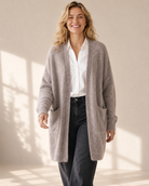 Lång stickad kofta med fickor – Mirelle Design