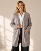 Lång stickad kofta med fickor – Mirelle Design