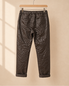 Joggers Shiny i brun – lätt glansig finish med dragsko och sidofickor, onesize stl 36–44, Made in Italy