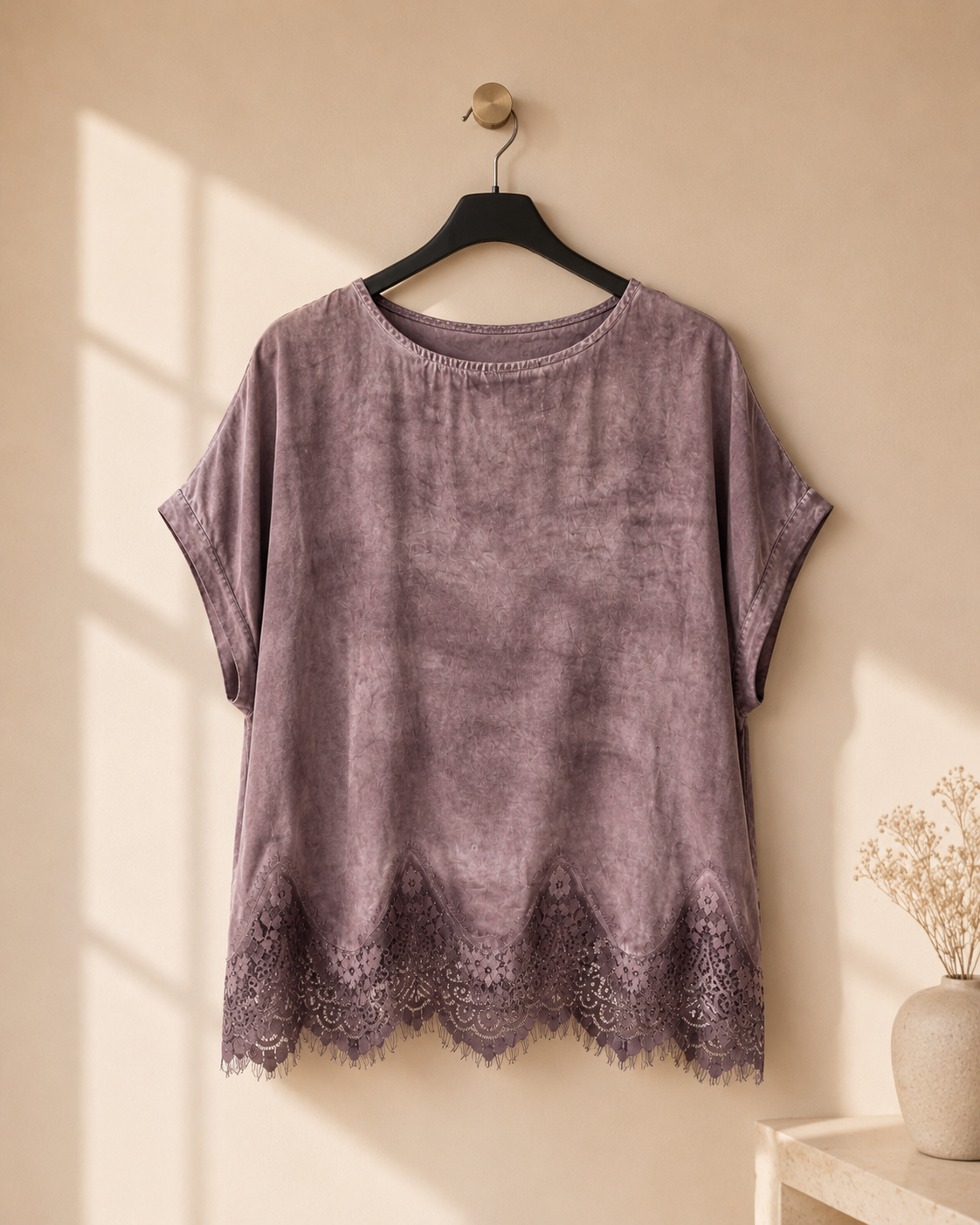 Topp Olga med spets i brun – Mirelle Design