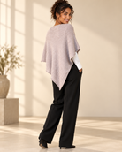Finstickad poncho Gunsan i OneSize med asymmetrisk nederkant