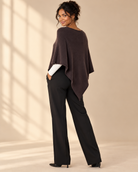 Finstickad poncho Gunsan i OneSize med asymmetrisk nederkant