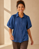  Blus Molly i denimlook mörkblå – Mirelle Design