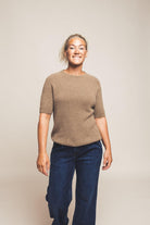 Stickad top Josefine camel - Dimoda