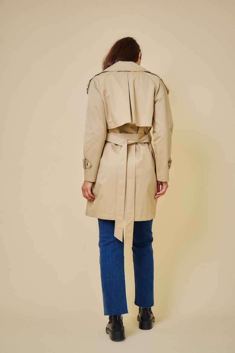 Trench coat with belt beige