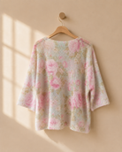 Stickad tröja Rebecka med blomtryck i mohair – Mirelle Design