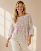 Stickad tröja Rebecka med blomtryck i mohair – Mirelle Design