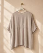 Topp Louise beige med broderade blommor och paljetter – Queensize | Dimoda