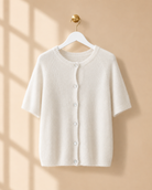 Stickad cardigan Ragnhild kort ärm vit – Dimoda