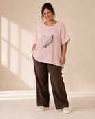 "Topp Glittery Feather med fjädermotiv i rosa – Queensize