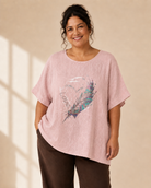 "Topp Glittery Feather med fjädermotiv i rosa – Queensize