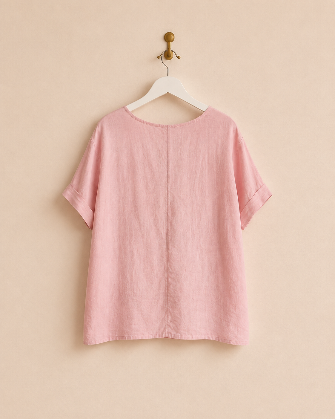 Linnetopp Filippa med broderi och hålmönster i rosa – Queensize